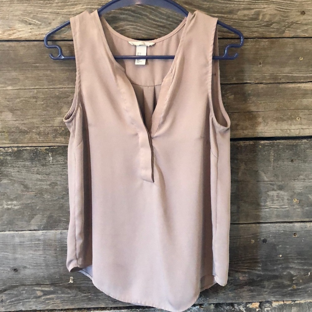 Tan/Light Brown Short Sleeve Blouse